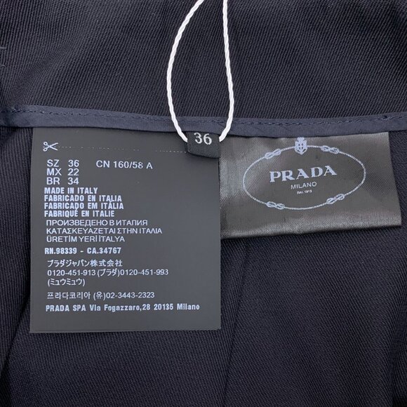 Prada Womens Deep Blue Wool Pleated Skirt With Lace-Up Detail Size 36 XS Made In - Picture 6 of 8